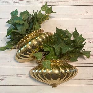 2 Vintage Home Interior Wall Pocket Planter Homco Gold Tone Mid Century …